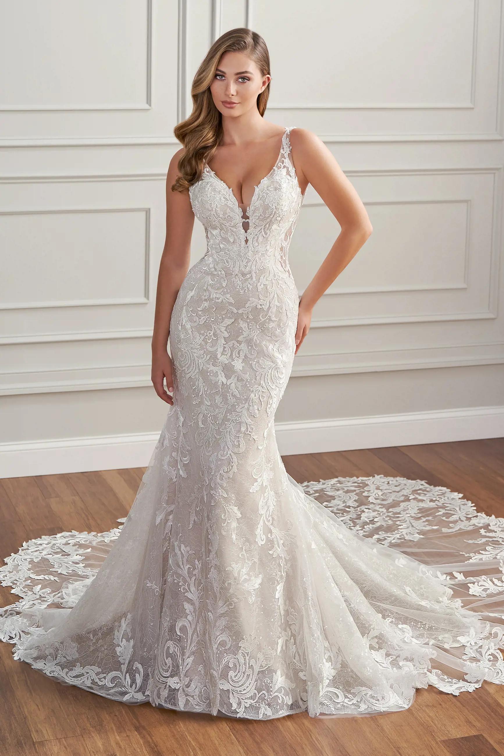 Schiffli Lace Fit and Flare Wedding Dress | Everly