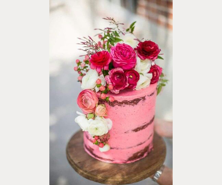 5 Semi-Naked Pink Wedding Cakes We Love ~ we ❤ this! moncheribridals.com