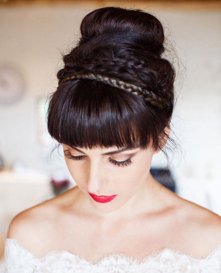 50 Best Updo Hairstyles For Trendy Looks in 2022 : Relaxed Messy updo with  Bangs