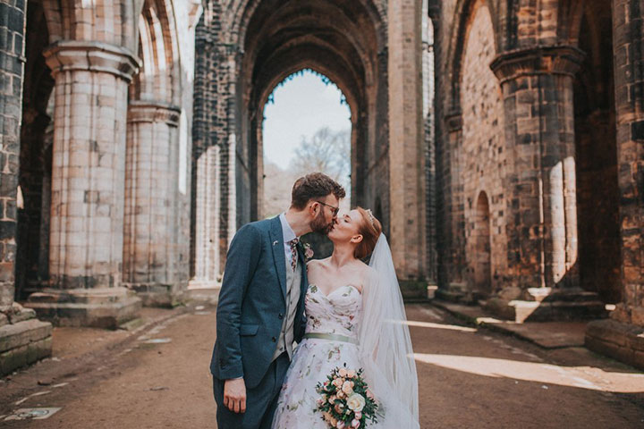 Romantic Bride Wears Martin Thornburg "Orabelle" Amidst The Ruins Of Kirkstall Abbey