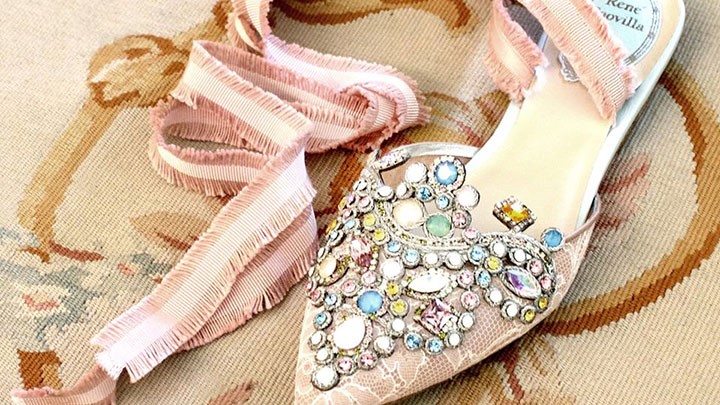Blush & Nude Jeweled Shoes For Brides By René Caovilla Desktop Image